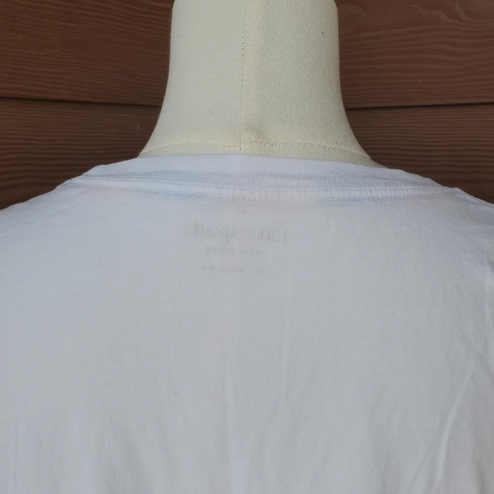 kate spade white rainbow embroidered women's short sleeve top size xl euc